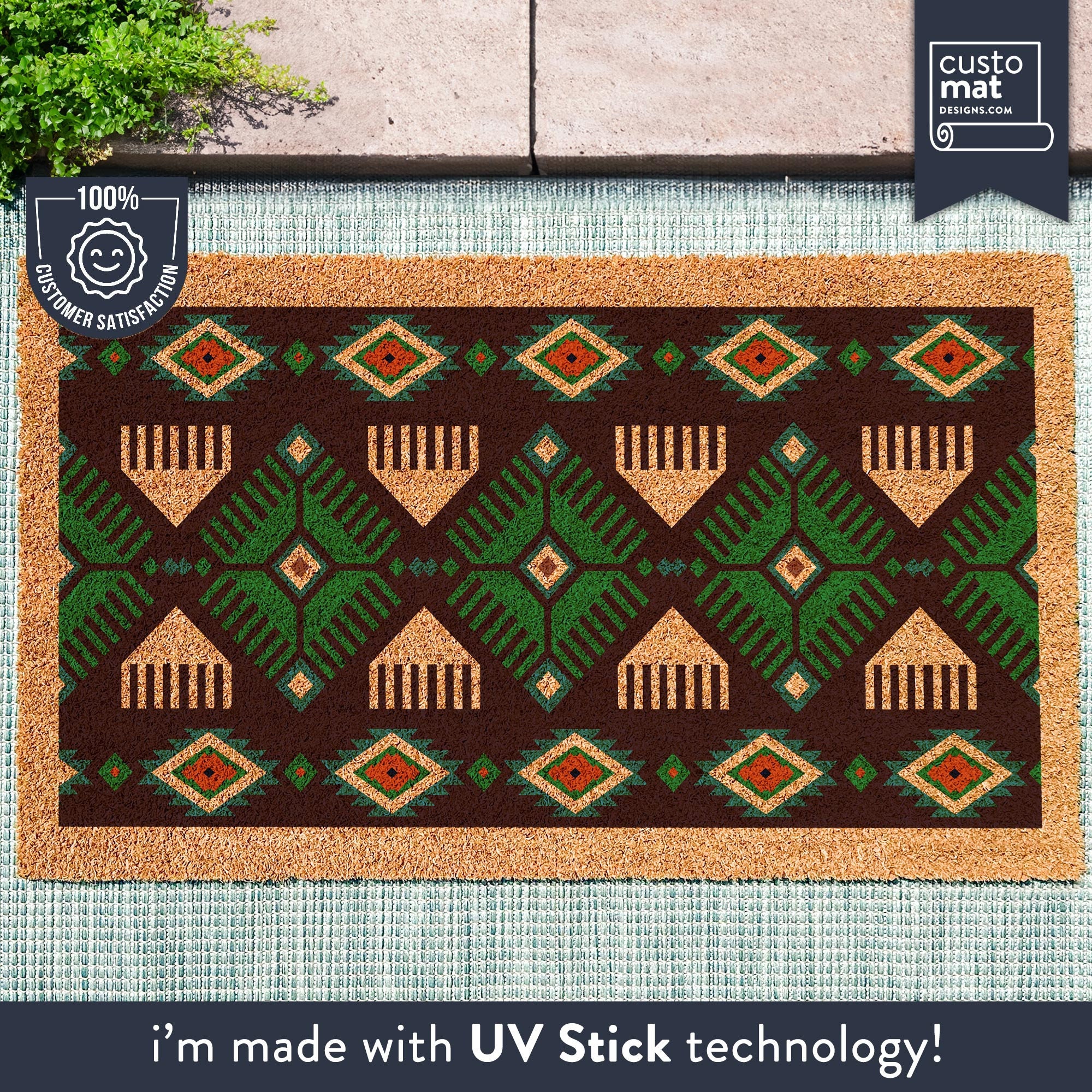 Aztec Tribal Pattern Welcome Mat - Vibrant Aztec Door Decor ...