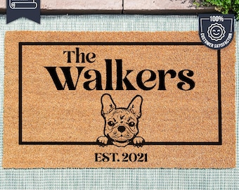 Zerbino Bulldog Francese - Zerbino per cani - Razza di animale personalizzata - Zerbino personalizzato con animale - Bulldog francese - Regalo per coppie - Regalo per animali domestici - Regalo per la nuova casa