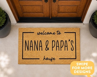 Custom Nana & Papa Welcome Mat | Housewarming Present | Personalised Mat
