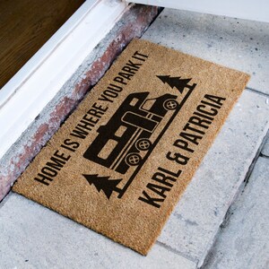 Personalized Camping Doormat - Custom RV Door Mat - Coir Welcome Mat For A Campsite - Camping Gift image 2