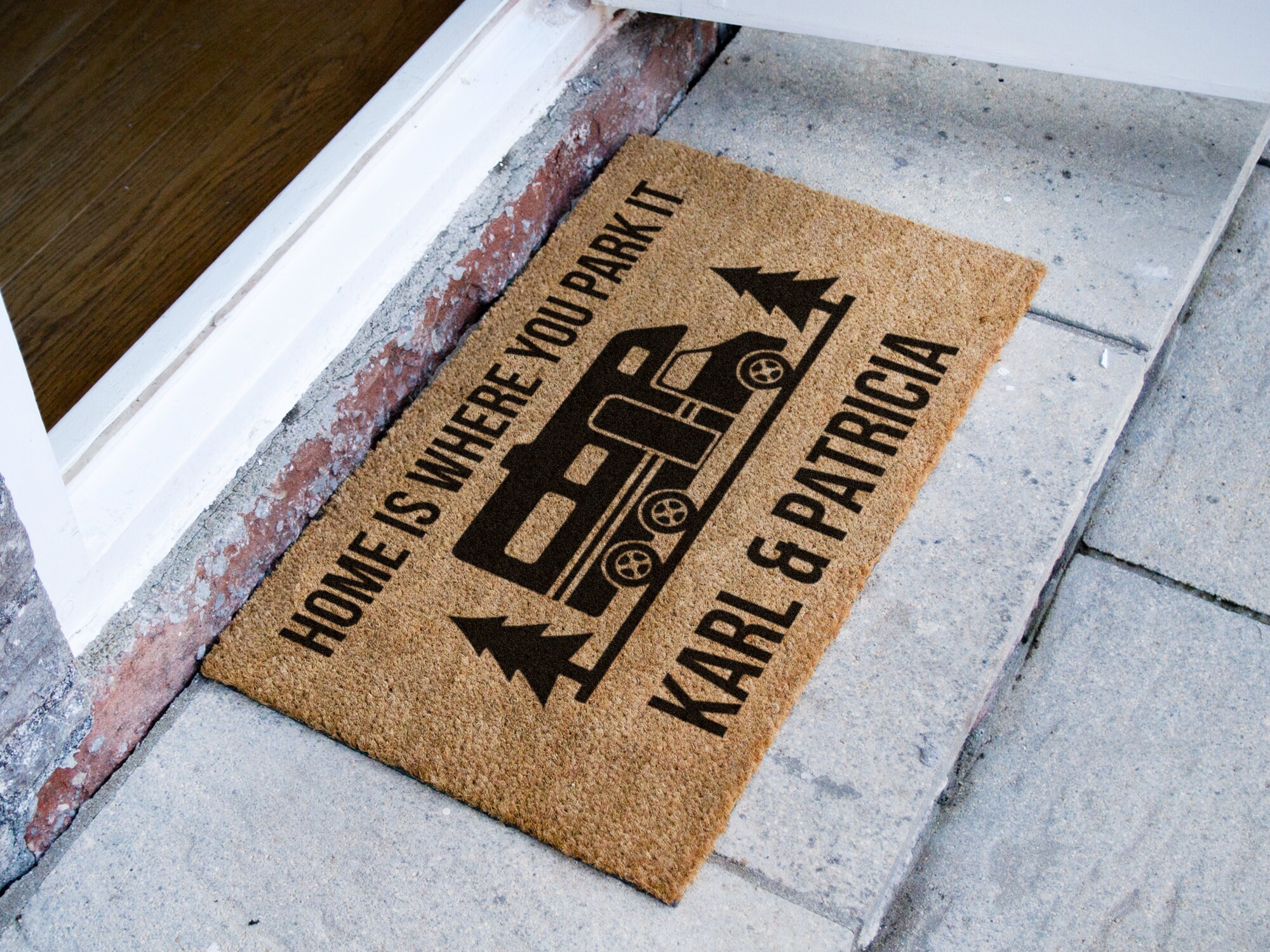 Doormat Home Personalized Name Camping Doormat RV Door Mat Camper Door Mat  RV Welcome Mat RV Rug Camping Home is Where We Park It Camping Floor Mats