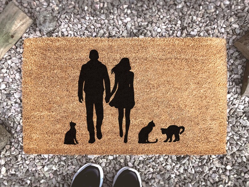 Cats and Their Humans Doormat Cat Family Custom Doormat Etsy
