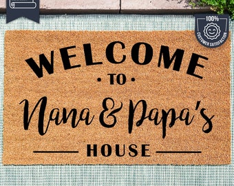 Welcome to Nana & Papa's House - Grandad Gift - Nanny Gift - Gifts For Grandad and Nanny - Personalized Doormat - Custom Coir Door Mat