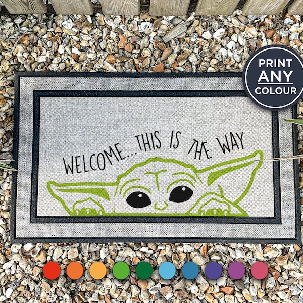 Welcome This Is The Way Green Grogu Doormat - Star Wars Doormat - Custom Mat - StarWars The Mandalorian - Mando Quote - Star Wars Funny Gift