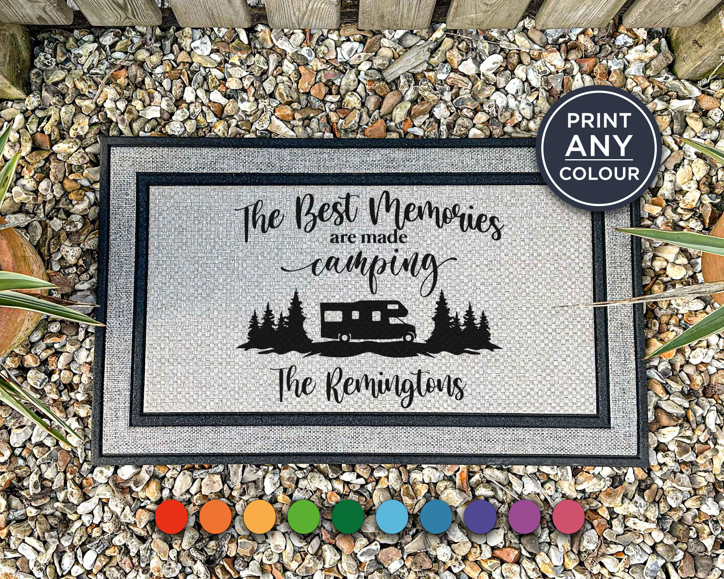 Discover Custom Camping Doormat - All Weather Rug - Camper Furniture