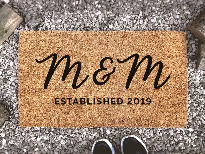 Personalized Initials and Established Date Door Mat Custom Etsy