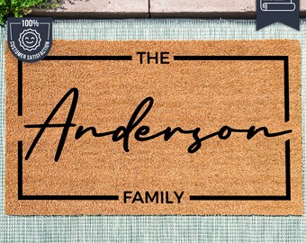 Personalized Doormat With A Border - Custom Rug - Closing Gift For Realtors - Personalized Custom Door Mat - Housewarming Gift - Coir Mat