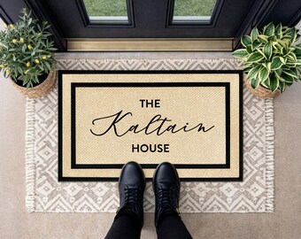 Alfombra de entrada personalizada con apellido, felpudo resistente a la intemperie para la puerta principal.