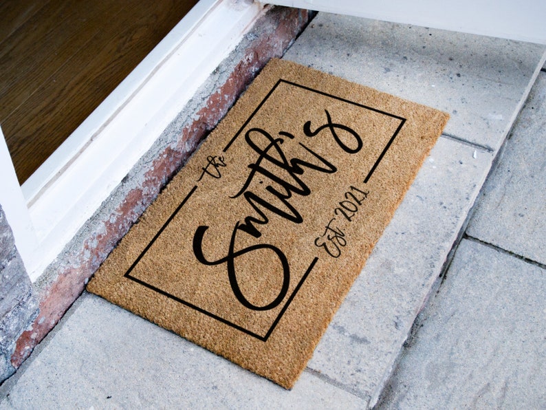 Doormat Custom Housewarming Gift Personalized Door Mat Closing Gift Welcome Doormat Custom Front Door Mat Monogram Doormat image 2