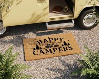 Felpudo Happy Campers – Felpudo de bienvenida para caravanas y camping