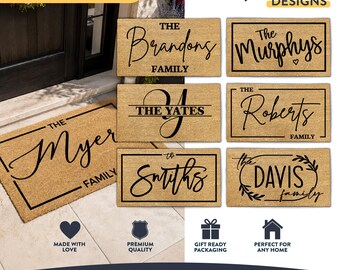 Custom Surname Doormat Personalised | Family Name Welcome Mat | Entry Decor