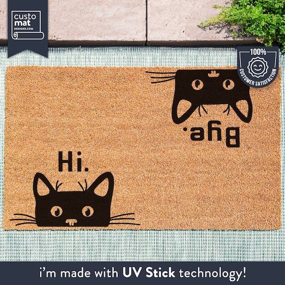 Hi Bye Cat Doormat | Housewarming Gift | Welcome Door Mat | Personalized  Custom Doormat | New Home Gift | Wedding Gift | Personalized Gift