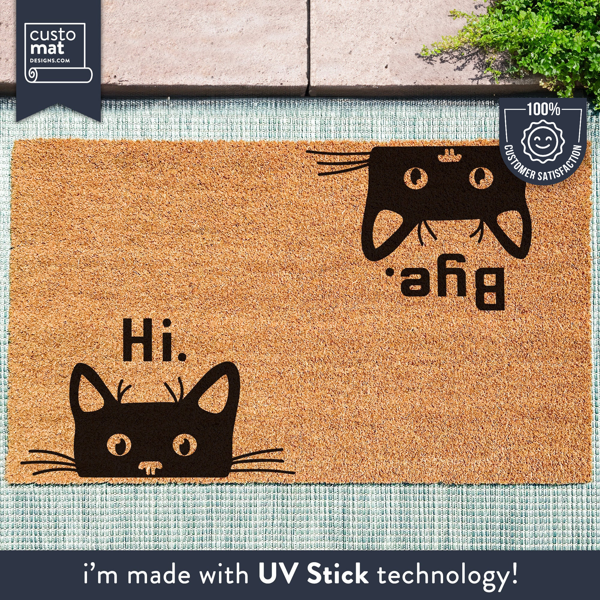 Hi Bye Cat Doormat - Funny Cat Doormat - Gift For Pet Lovers  - Welcome Door Mat - Custom Cat Doormat - New Home Gift - Cat Lover Present