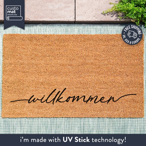 German Welcome Doormat - Willkommen Coir Door Mat - German Doormat - Personalized Doormat - Home Decor - Housewarming Gift