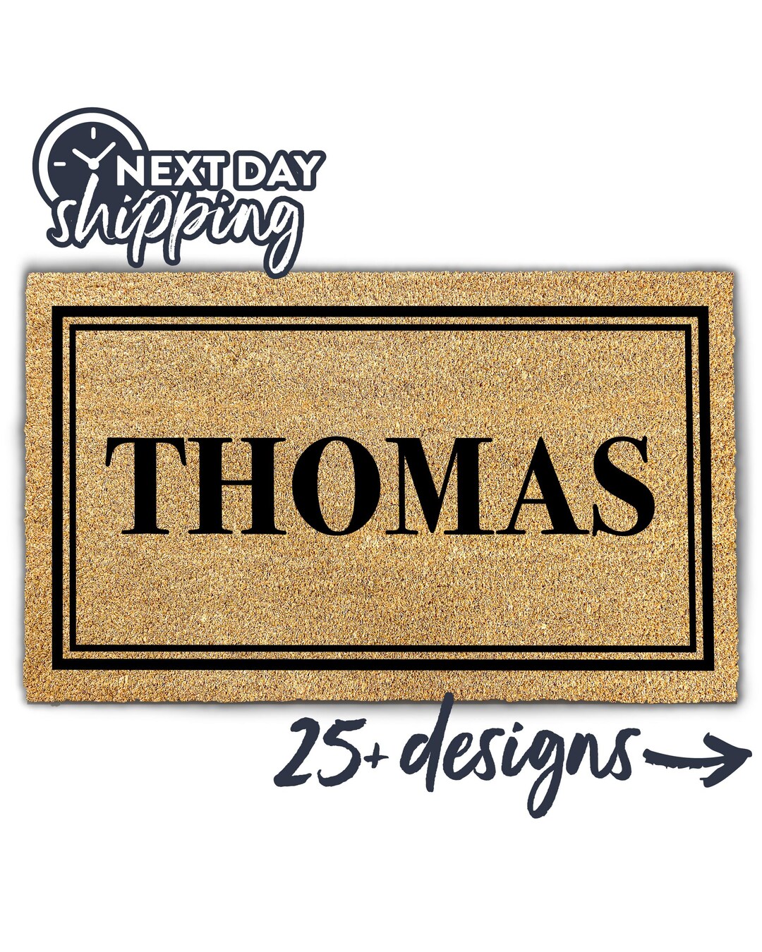 Statement Doormats Statement Doormat With Custom Name - Custom Surname Double Border ...