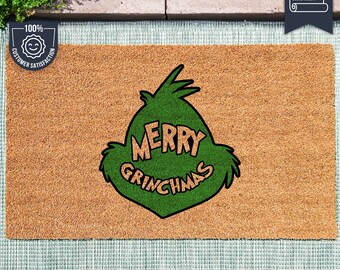 Merry Grinchmas - Holiday Decor - Grinch Doormat - Funny Doormat - Housewarming Decor - Grinch Decorations - Holiday Rug