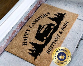 Happy Campers Motorhome Coir Doormat - Personalized Gifts