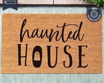 Haunted House Doormat - Funny Doormat - Welcome Doormat - Halloween Decor - Porch Decor - Fall Decor - Halloween Decorations