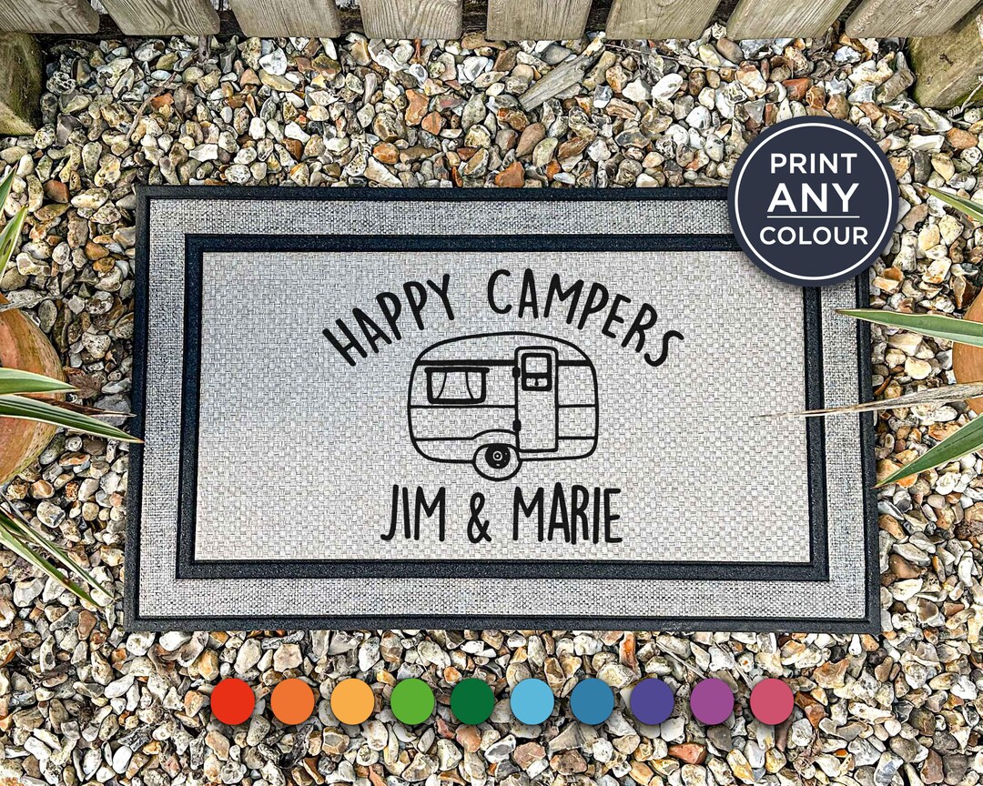 Personalized Happy Campers Names Doormat Camper Décor Customised Camper