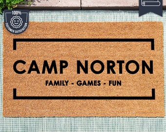 Personalized Camp Family Name Doormat - Custom Coir Mat - New Home Gift - Housewarming Gift