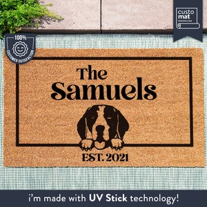 a door mat with a picture of a dog on it