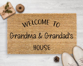 Welcome To Grandma & Grandad's House - Gift For Nan - Grandma Gift - Mom Gift - Christmas Gift - Personalized Family Custom Coir Doormat