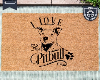 Pitbull Fußmatte - Hunde Liebhaber Geschenk - Hunde Dekor - Haustier - Pitbull Geschenk - Pitbull Mama