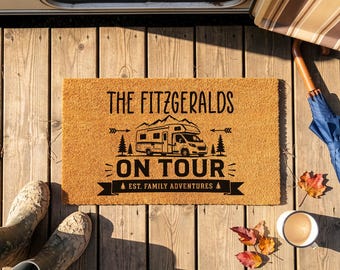 Personalised Camper Doormat – Happy Campers Family Name