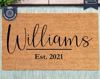 Personalized Family Name Doormat - Last Name Custom Door Mat - Welcome Mat - Housewarming Gift - Family Name Doormat