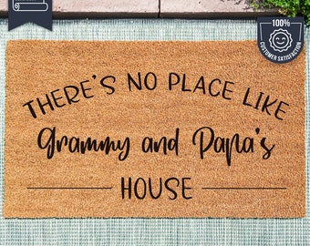 There's No Place Like Grammy & Papa's House - Christmas Gift - Personalized Family Mat - Custom Coir Doormat - Housewarming Gift