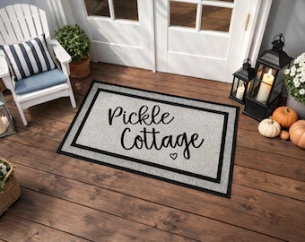 Felpudo personalizado con el nombre de la casa – Felpudo con texto personalizado – Regalo único para el hogar – Felpudo estilo casa de campo