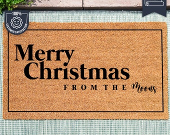 Merry Christmas From The - Family Name Doormat - Christmas Doormat -  Holiday Porch Decorations - Holiday Rug - Christmas Decorations