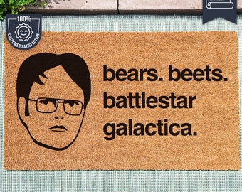 Dwight Schrute Doormat - Bears Beets Battlestar Galactica - Welcome Doormat - The Office Quote - The Office Gift - Fandom - Schrute Farms