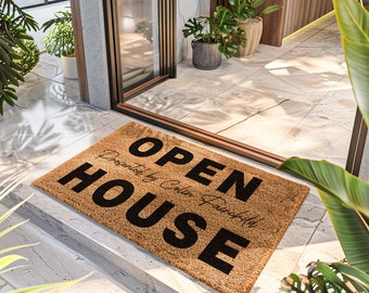 Presented By Real Estate Agent Doormat - Open House Hosted By Custom Welcome Rug - Personalized Realtor Doormat - Your Custom Design Mat