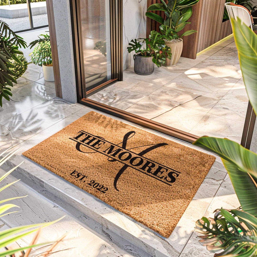 Personalized Monogram Family Name Doormat Closing Gift Last Name Door ...