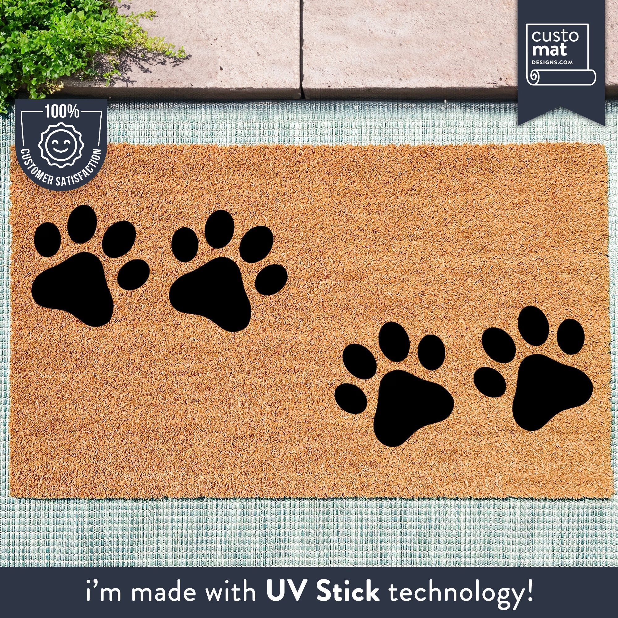 MUD PIE Dogs Welcome Paw Print Mat 