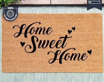 Home Sweet Home - Custom Doormat - Housewarming Gift - Welcome Quote Mat - Cute Doormat