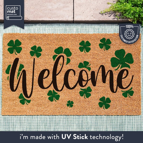 Welcome Shamrock Doormat - St. Patrick's Day - Housewarming Gift Door Mat - Custom Doormat - Welcome Doormat - St Paddys Day