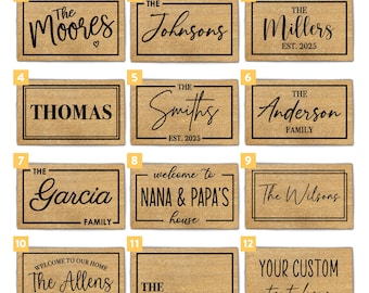 Personalised Family Name Doormat | Unique Home Gift | Custom Coir Mat