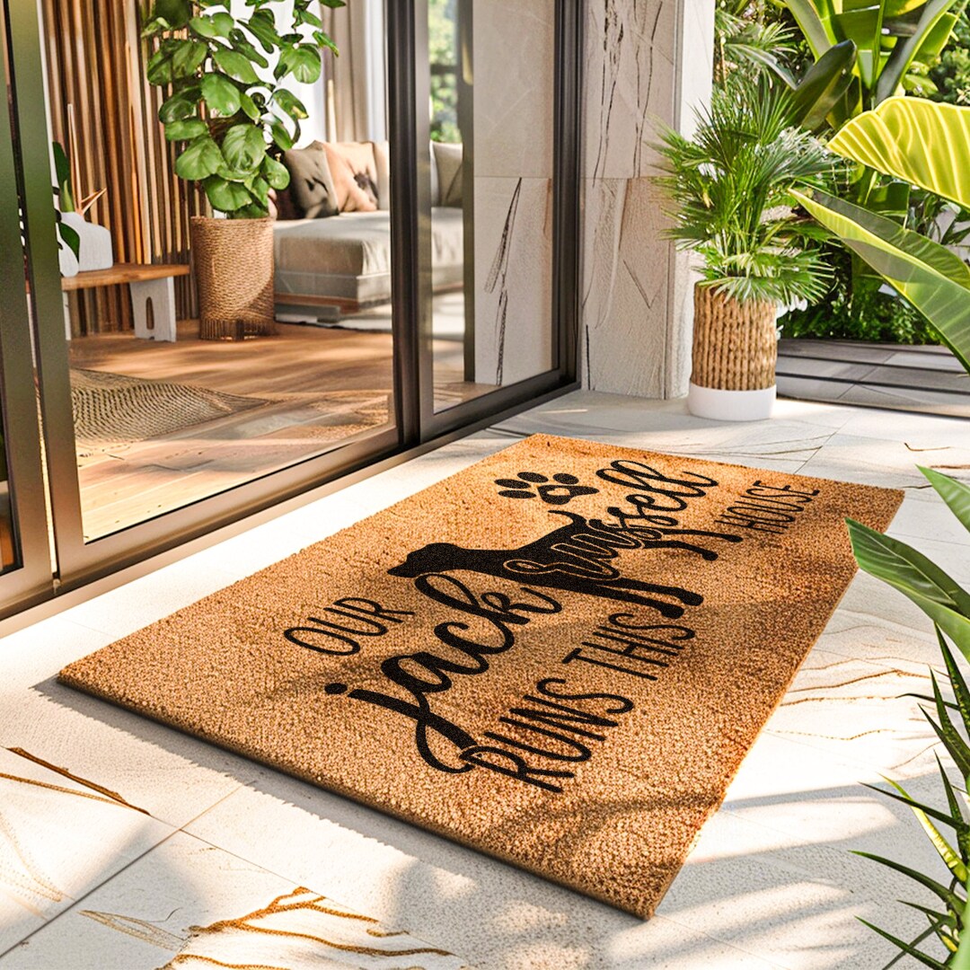 Dog Rugs Custom Our *add Breed* Runs This House - Personalized Dog Gift - Pet Welcome ...