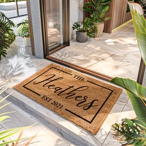 Personalized Realtor Doormat With Family Name - Custom Door Mat - Established Date Doormat - Housewarming Gift - Closing Gift Door Mat