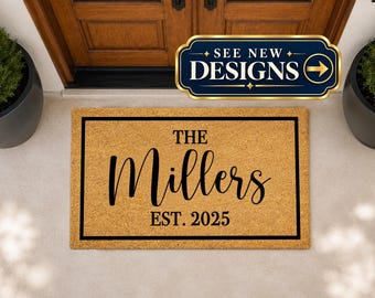 Personalised Last Name Door Mat | Home Decor Gift | Custom Coir Mat