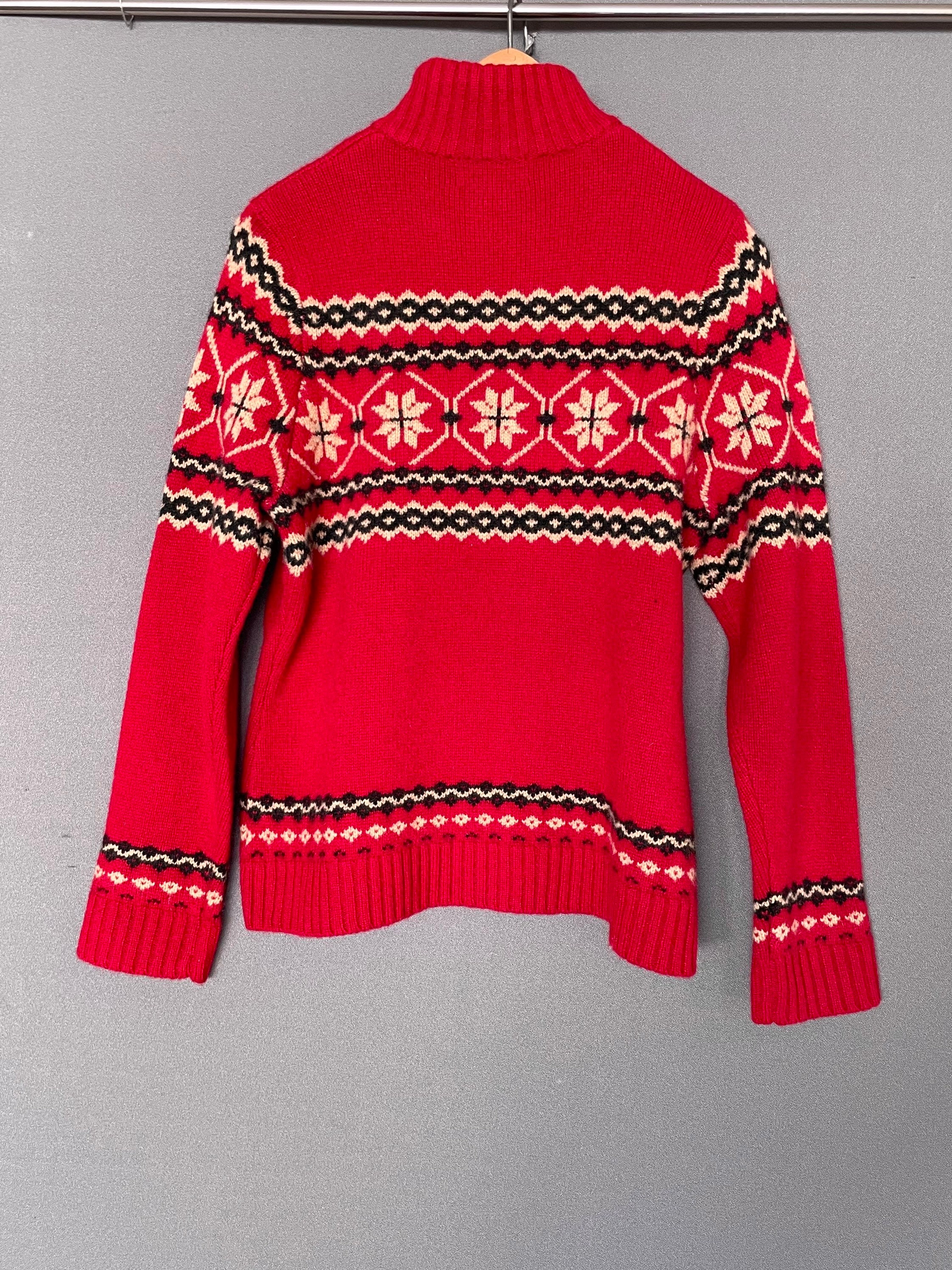 Vintage Eddie Bauer Red Wool Knit Zip 
