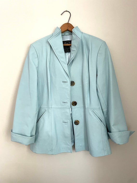 Vintage Turquoise Leather Jacket