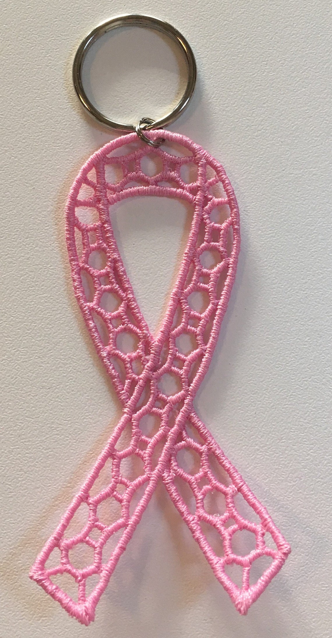 Breast Cancer Ribbon Keychain Pink Ribbon Keychain Free Etsy