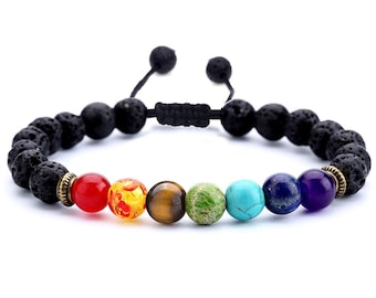 7 Chakra Crystal Bracelet with Lava Stone Diffusers