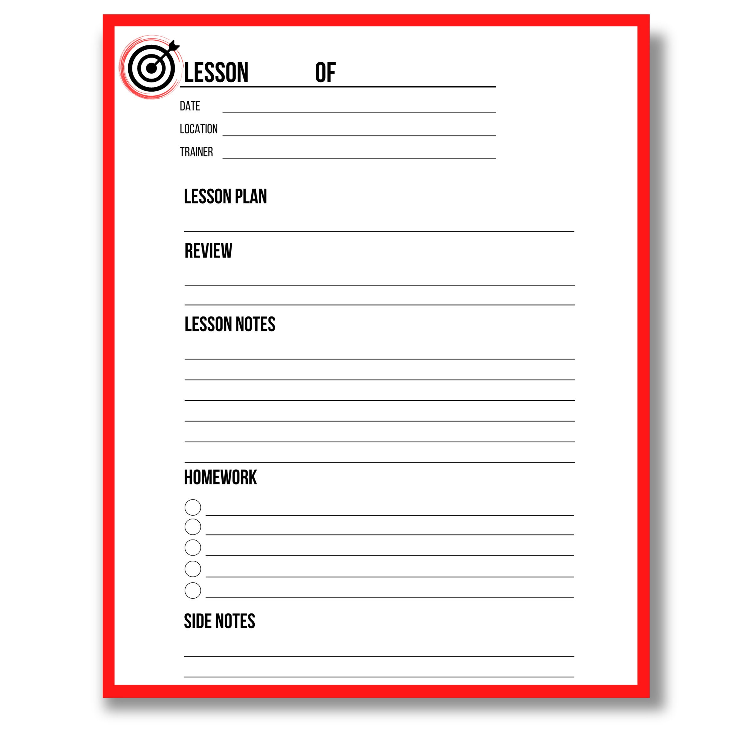 Private Lesson Notes Template for Digital or Printed Use - Etsy