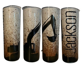 Personalized Excavator Contruction Tumbler | 20oz Skinny Tumbler | Gift for Him | Girls Construction Tumbler