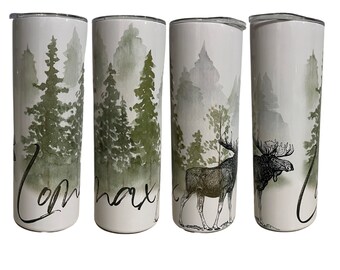 Personalized 20 oz Moose Tumbler | Personalized Wildlife Tumbler | Tumbler For Him | Mountain Wildlife Tumbler