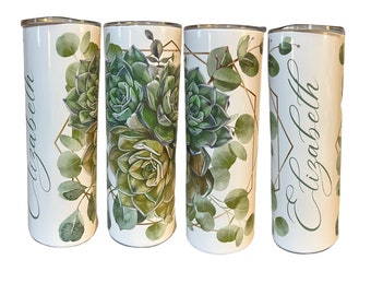 Personalized Succulent Tumbler | Custom Succulent Cup | Stainless Steel Tumbler